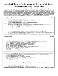 Interdisciplinary Environmental Science and Society Environmental Biology Concentration