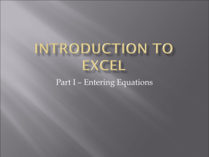Part I – Entering Equations