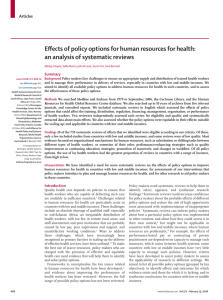 Eﬀ ects of policy options for human resources for health: Articles Summary