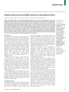 Health Policy Salaries and incomes of health workers in sub-Saharan Africa