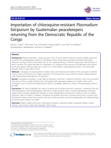 Importation of chloroquine-resistant Plasmodium falciparum by Guatemalan peacekeepers