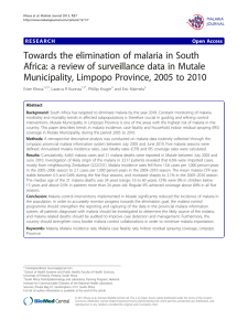 Towards the elimination of malaria in South