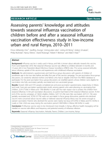 ’ knowledge and attitudes Assessing parents towards seasonal influenza vaccination of