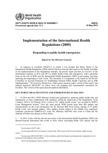 Implementation of the International Health Regulations (2005) Responding to public health emergencies