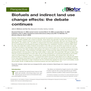 Biofuels and indirect land use change effects: the debate continues Perspective