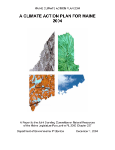 A CLIMATE ACTION PLAN FOR MAINE 2004
