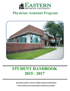 STUDENT HANDBOOK 2015 - 2017 Physician Assistant Program