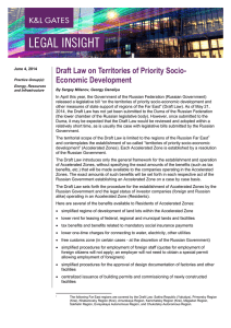 Draft Law on Territories of Priority Socio- Economic Development