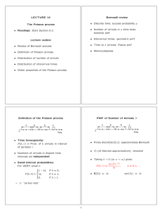 LECTURE 14 Bernoulli review Discrete time; success probability p •