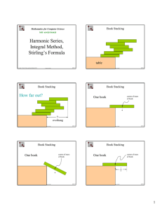 Harmonic Series, Integral Method, Stirling’s Formula table