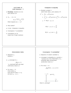 LECTURE 19 Chebyshev’s inequality Limit theorems – I µ