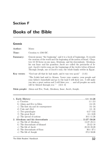 Books of the Bible Section F Genesis