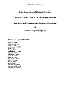 Ohio Department of Higher Education  CHANCELLOR’S COUNCIL ON GRADUATE STUDIES