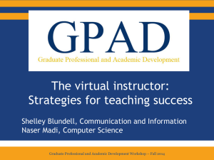 The virtual instructor: Strategies for teaching success Shelley Blundell, Communication and Information
