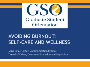 AVOIDING BURNOUT: SELF-CARE AND WELLNESS Maja Bajac-Carter, Communication Studies