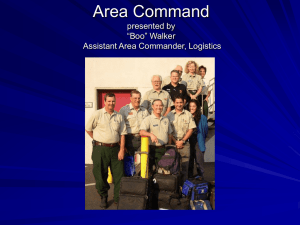 Area Command presented by “Boo” Walker Assistant Area Commander, Logistics