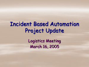 Incident Based Automation Project Update Logistics Meeting March 16, 2005
