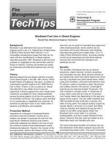 TechTips Fire Management Biodiesel Fuel Use in Diesel Engines
