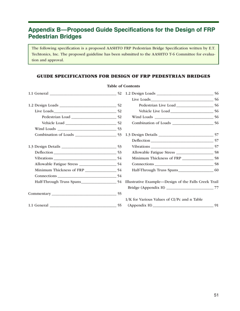 Aashto Guide Specifications For Design Of Frp Pedestrian Bridges