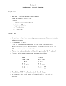 Lecture 8 Low Frequency Maxwell’s Equations Today’s topics