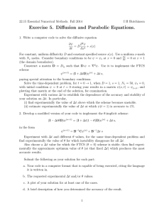 Exercise 5. Diffusion and Parabolic Equations.