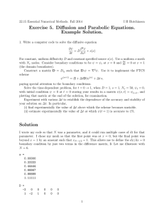 Exercise 5. Diffusion and Parabolic Equations. Example Solution.
