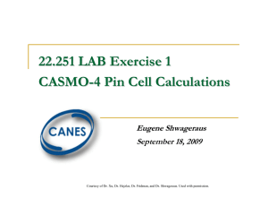 22.251 LAB Exercise 1 CASMO - 4 Pin Cell Calculations