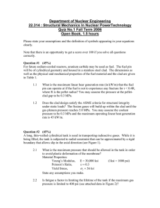 Department of Nuclear Engineering 22.314 Quiz No.1 Fall Term 2006