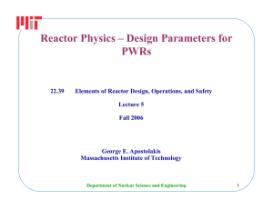 Reactor Physics – Design Parameters for PWRs