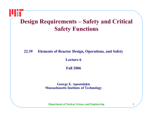 Design Requirements – Safety and Critical Safety Functions 22.39