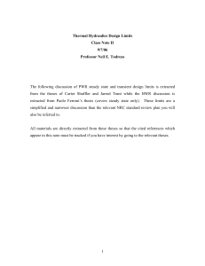 Thermal Hydraulics Design Limits Class Note II 9/7/06 Professor Neil E. Todreas