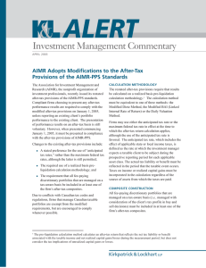 Investment Management Commentary AIMR Adopts Modifications to the After-Tax