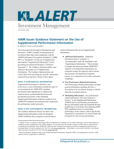 Investment Management AIMR Issues Guidance Statement on the Use of