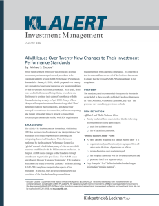 Investment Management AIMR Issues Over Twenty New Changes to Their Investment