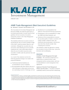 Investment Management AIMR Trade Management (Best Execution) Guidelines
