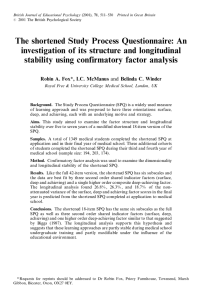 The shortened Study Process Questionnaire: An stability using confirmatory factor analysis