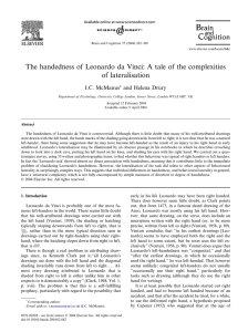 The handedness of Leonardo da Vinci: A tale of the... of lateralisation I.C. McManus and Helena Drury