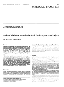 MEDICAL Education I-Acceptances Audit of admission