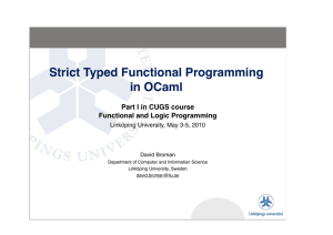 Strict Typed Functional Programming in OCaml Part I in CUGS course