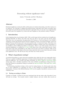 Forecasting without significance tests? Abstract Andrey V Kostenko and Rob J Hyndman