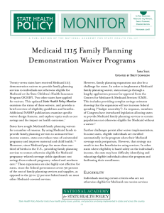 Medicaid 1115 Family Planning Demonstration Waiver Programs