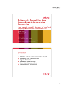 Evidence in Competition Law Proceedings: A Comparative Perspective 06/06/2013