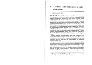 1 The basic technology issues at stake Cohn Jackson* INTRODUCTION