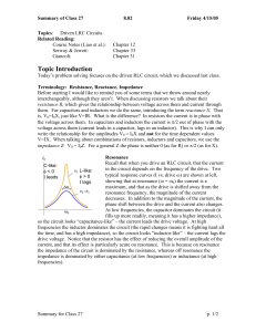 Summary of Class 27 8.02 Friday 4/15/05 Topics