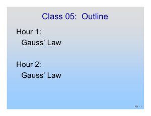 Class 05:  Outline Hour 1: Gauss’ Law Hour 2: