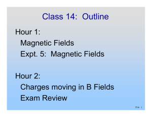 Class 14:  Outline Hour 1: Magnetic Fields Expt. 5:  Magnetic Fields