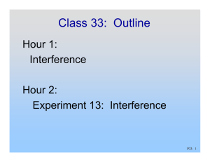 Class 33:  Outline Hour 1: Interference Hour 2: