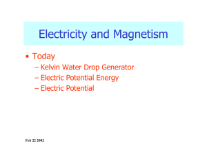 Electricity and Magnetism • Today – Kelvin Water Drop Generator