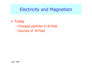 Electricity and Magnetism • Today – Charged particles in B-Field