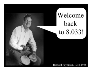 Welcome back to 8.033! Richard Feynman, 1918-1988
